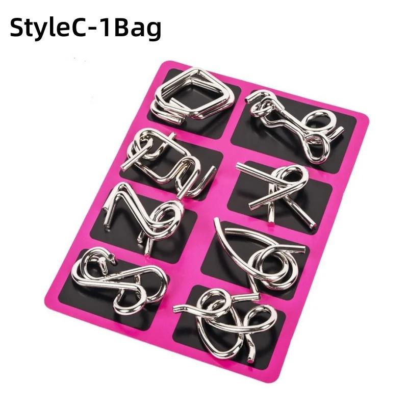 8PCS/Set Metal Montessori Puzzle Wire IQ Mind Brain Teaser Puzzles Children Adults Interactive Game Reliever Educational Toys