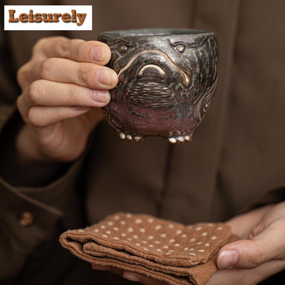 100ml Creative Golden Toad Ceramic Teacup Single Master Cup Customized Personal Mug Coffeeware Kung Fu Teaset Collection Gifts