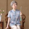 New Chinese Style Floral Print Summer Shirt for Middle-aged Women