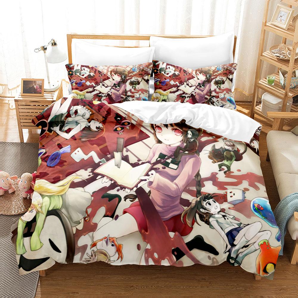 Yume Nikki Dark Dream Typography Duvet Cover Set 3PCS Polyester Bedding With 2 Pillowcases Indie Surreal Text Art Home Decor