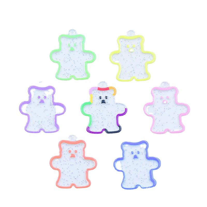 Transparent Glitter Little Bear Earrings & Keychain Pendant Stickers синий