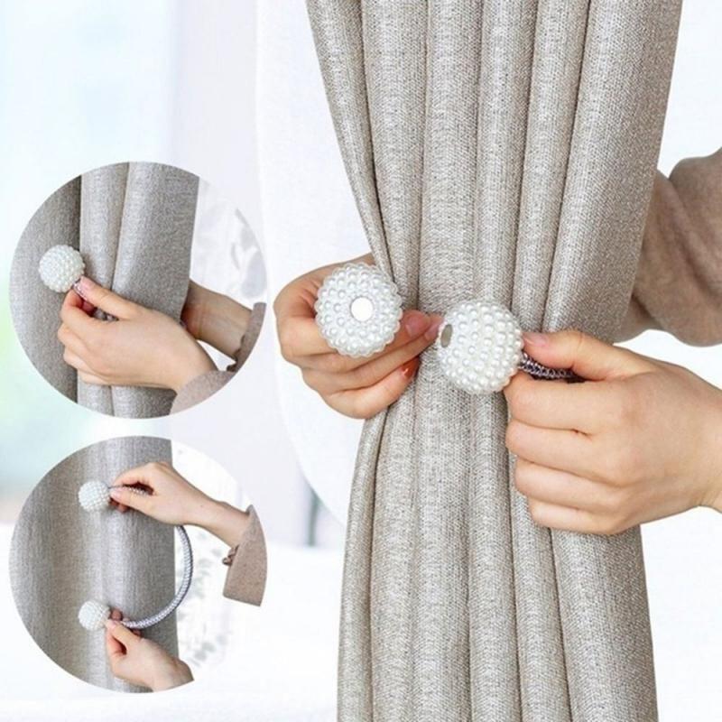 New 8-1PC Pearl Magnetic Curtain Clip Curtain Holders Tie Back Buckle Clips Hanging Ball Buckle Tie Curtain Decor Accessories