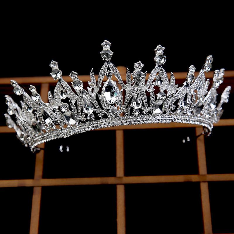 European and American Bride Silver Hair Crown Tiara Rhinestone New Korean Wedding White Wedding Accessories Wedding Hair Accessories