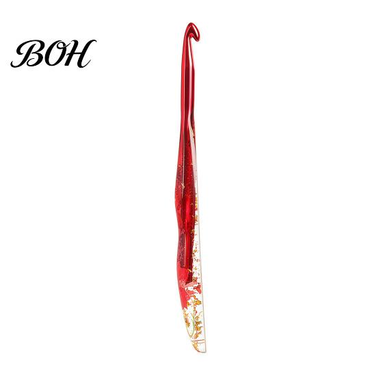 Waterproof Crochet Hook Resin for Beginners, Crocheting Lovers, 2.0mm-8.0mm Ergonomic Smooth Surface with Long Floral Handle Blankets, Dolls, Shawls,