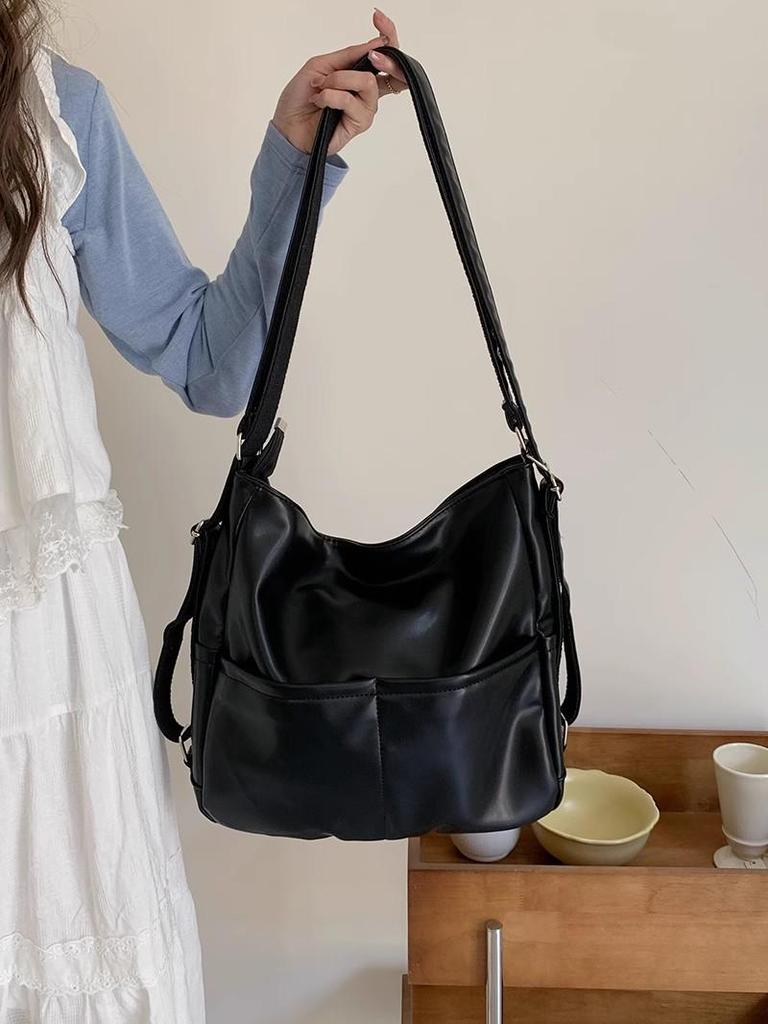 Spring 2025 Women's Large Capacity Leather Tote: Versatile Handbag, Backpack & Crossbody