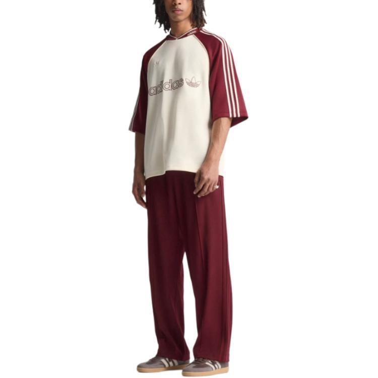 adidas Originals Striped Logo Oversized Short Sleeve T-Shirt Men Tops Off-White JV7600