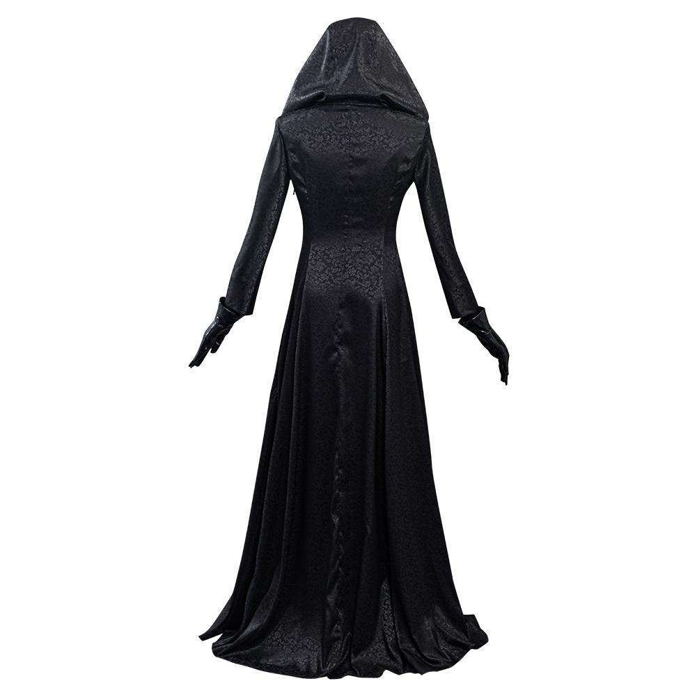 In Stock Moth Lady Evil Cosplay Fantasia Village Vampire Lady Dimitrescu Costume Women Black Dress Halloween Carnival Party Suit