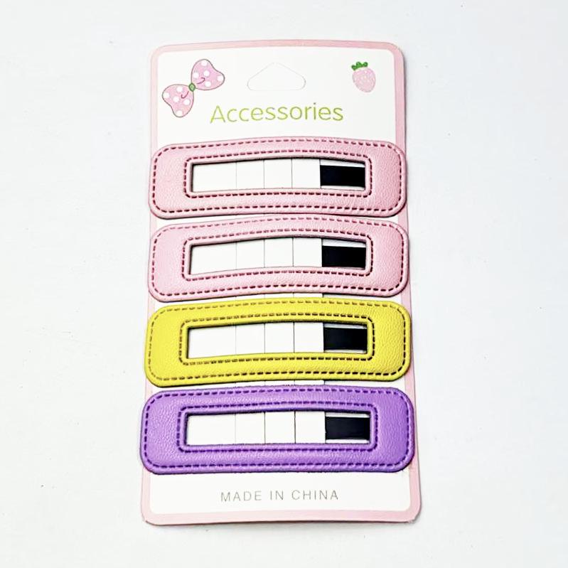 Square Leather Hairpin for Girls - Trendy Student Fashion Clip for Side Bangs and Back of Head