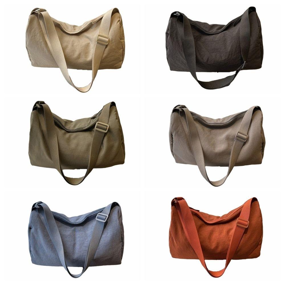 Japanese Style Simple Crossbody Bag Solid Color Canvas Pillow Bag Versatile Shoulder Bag Student