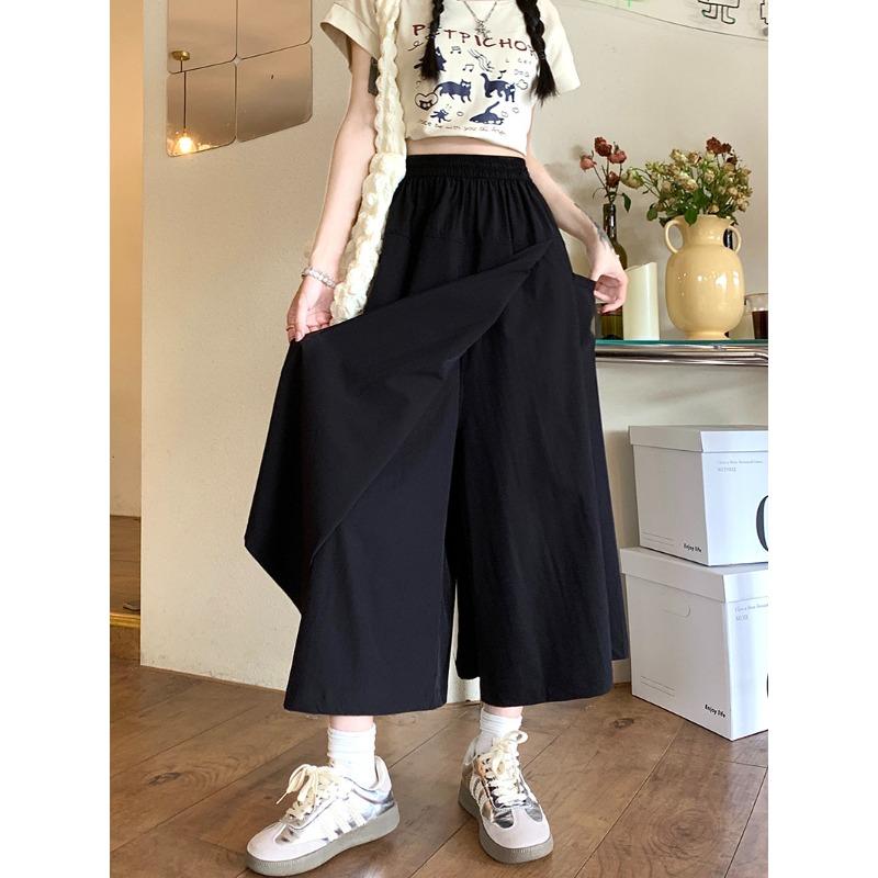 

Юбки и брюки с разрезом для женщин на лето, новая узкая юбка с высокой талией, повседневные брюки большого размера из ледяного шелка 2XL