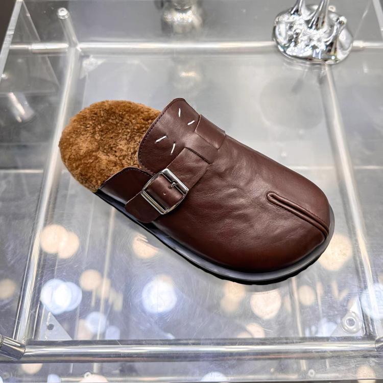 

Туфли из овечьей шерсти ретро повседневные сумка голова швабра осень 2025 новые ленивые полушлепанцы на платформе мюли 40 коричневый