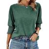 Women's Round Neck 3/4 Sleeve T-Shirt Pure Color Cotton Rainbow Cross-Border Round Neck Short-Sleeved Top