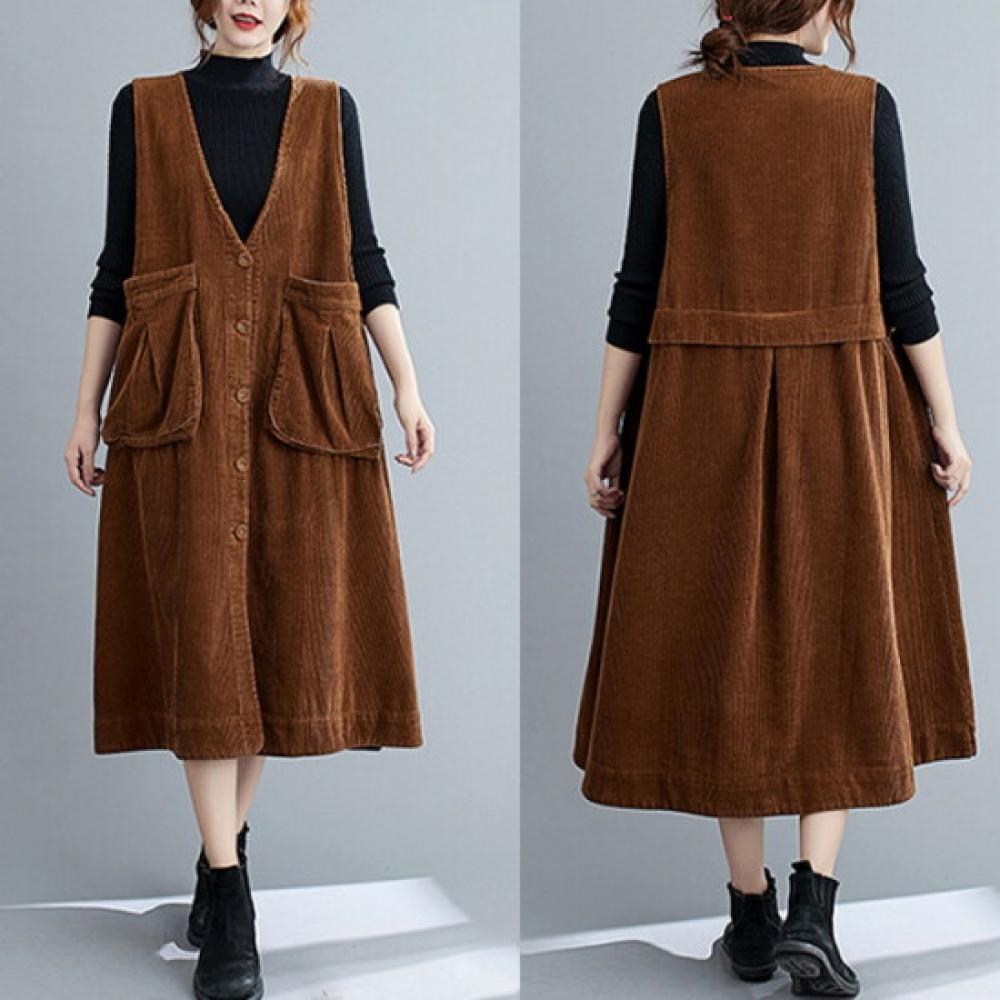 Helly Kongddang Loose Fit Corduroy Dress