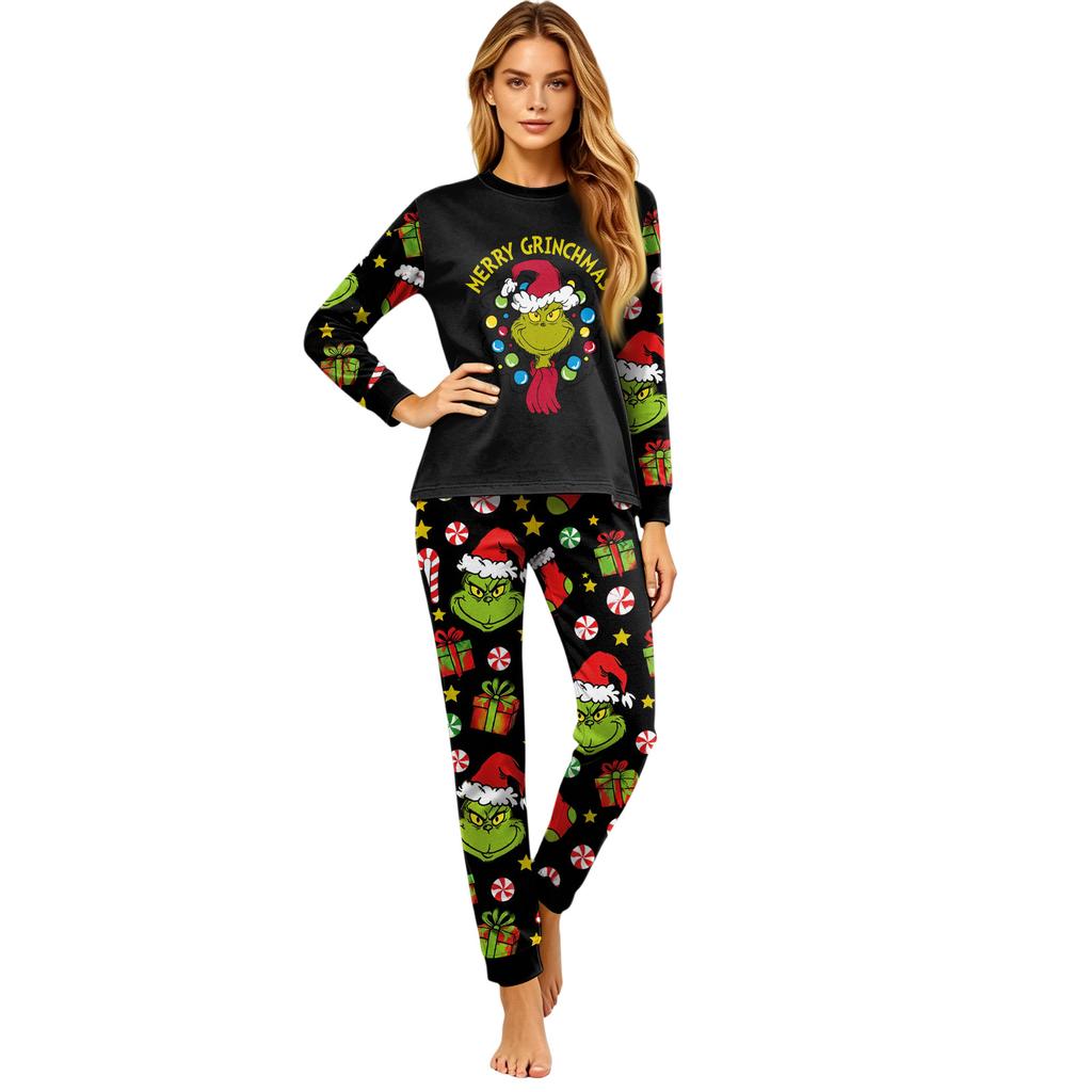 Family Matching Christmas Pajama Set with Long Sleeve and Long Pants for Holiday Wear