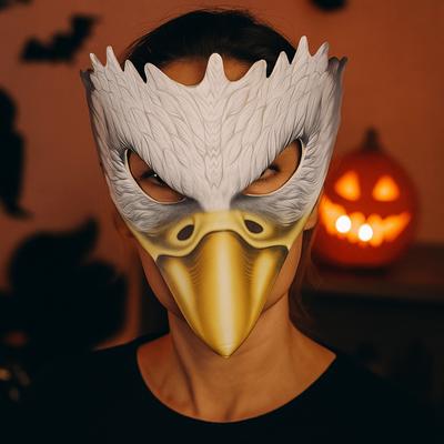 Halloweenská maska orla z PU kůže s elastickým páskem Ručně vyráběná zvířecí cosplay maska Vtipné realistické maškarní obličejové masky