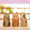 Wooden Vintage Cat Figurine Desk Decor With Retro Style For Home Office Gift