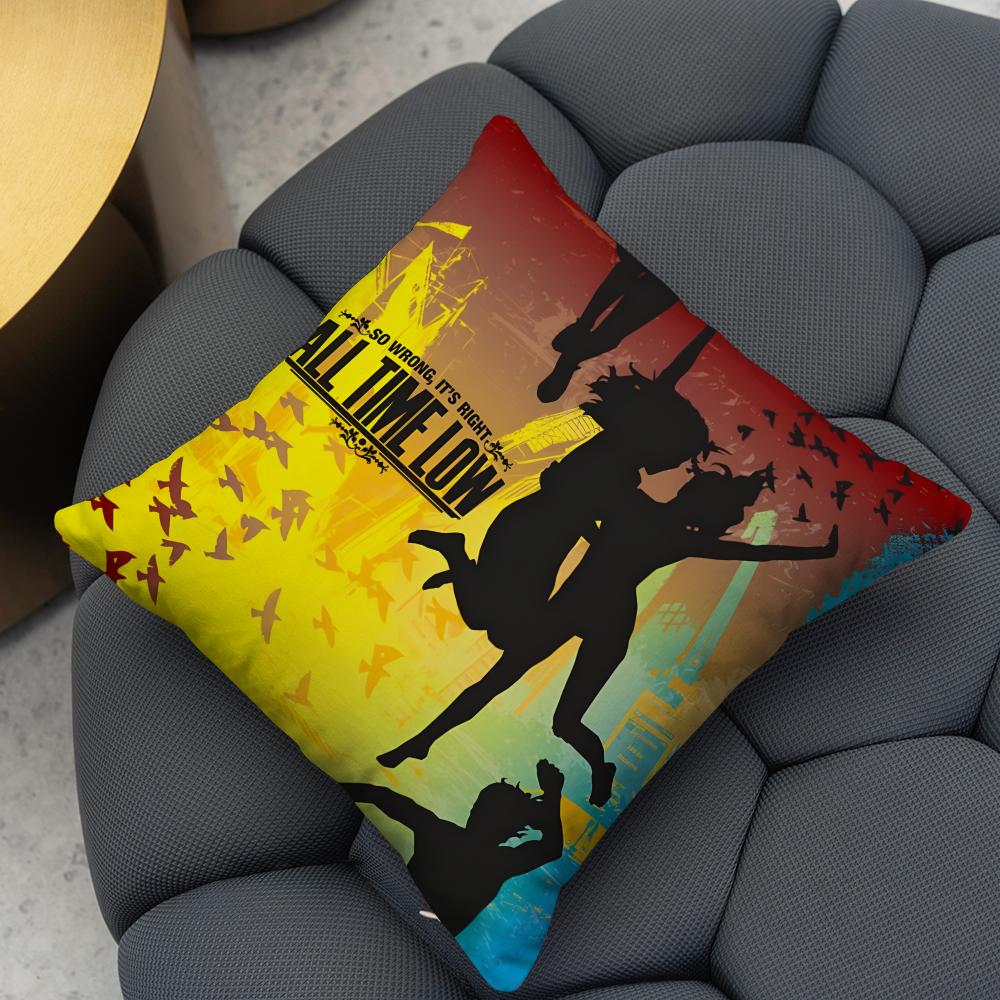 all time low rock band Cushion Cover Reversible Plush Pillow Cover – For car, sofa, bedroom, perfect as a gift.