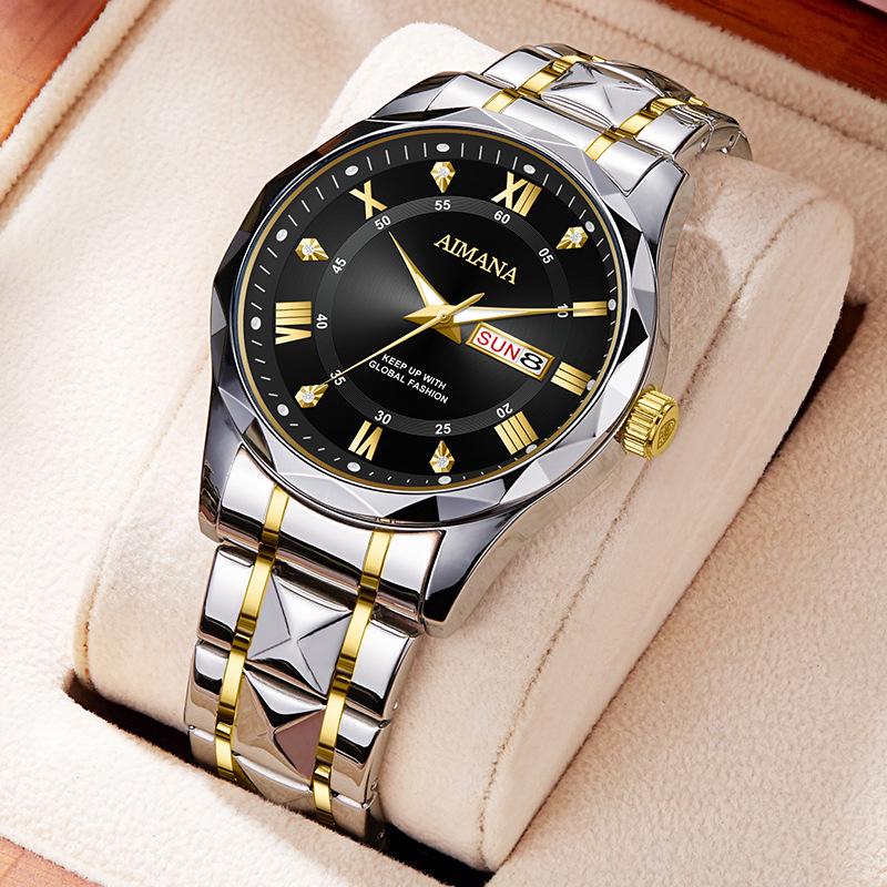 Men's Luminous Calendar Quartz Watch: Waterproof Steel Band Fashion Timepiece