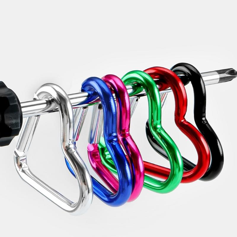 Pack of 10 Heart Shaped Metal Carabiner Keychain Accessory Portable for Outdoor Climbing and Camping Keyring Hook