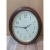 Used SEIKO Wall Clock Quartz Wooden Frame Oval Luminous