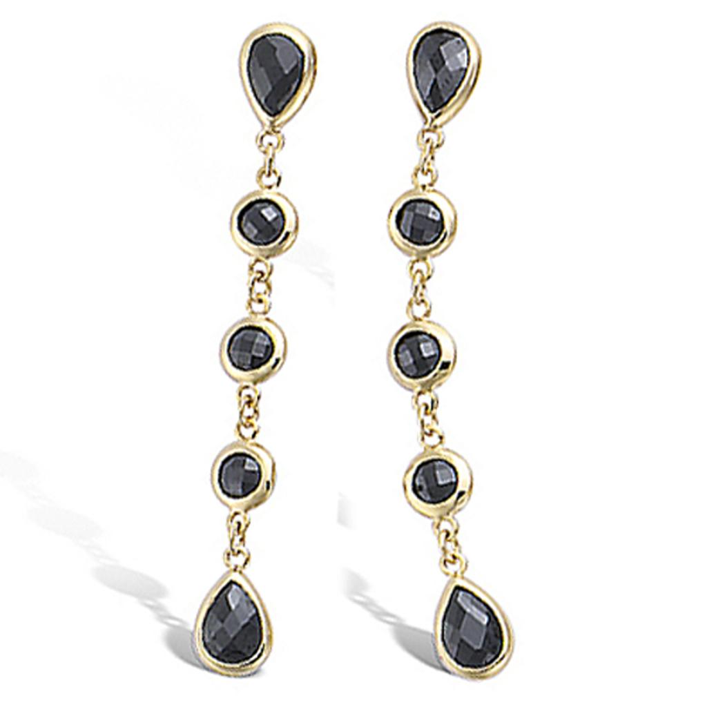 Les Trésors De Lily [M6211] - Pozlacené náušnice "Linda" z černého zlata - 45x5 mm