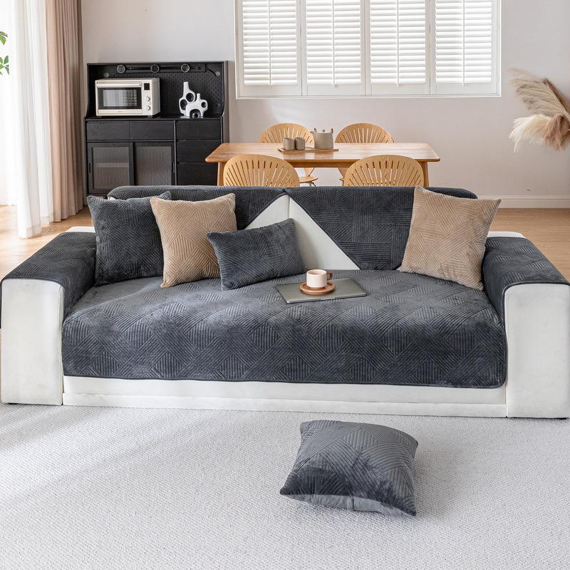 Crystal Velvet Sofa Cushion  New Four-Season Universal Seat Cushion Non-Slip Leather Sofa Cover All-Inclusive Cover