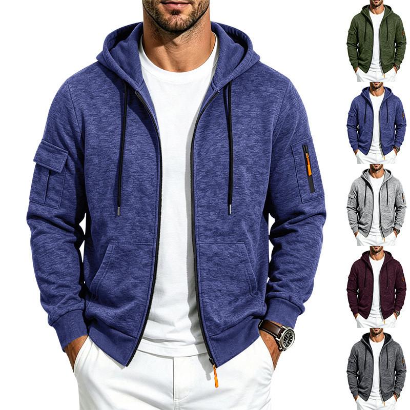 Casual Mens Fleece Hoodie With Zipper Pockets For Winter Outdoor Wear