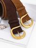 Mode Breiter Echter Leder Damen Gürtel Design Wildleder Rindsleder Kleider Taillenbänder Einfacher Breiter Gürtel Vintage Goldene Schnalle Gürtel