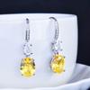 Luxury Asci Yellow Diamond Large Oval Earrings, Ear Hooks, Super Sparkling Colorful Stud Earrings, Ear Jewelry