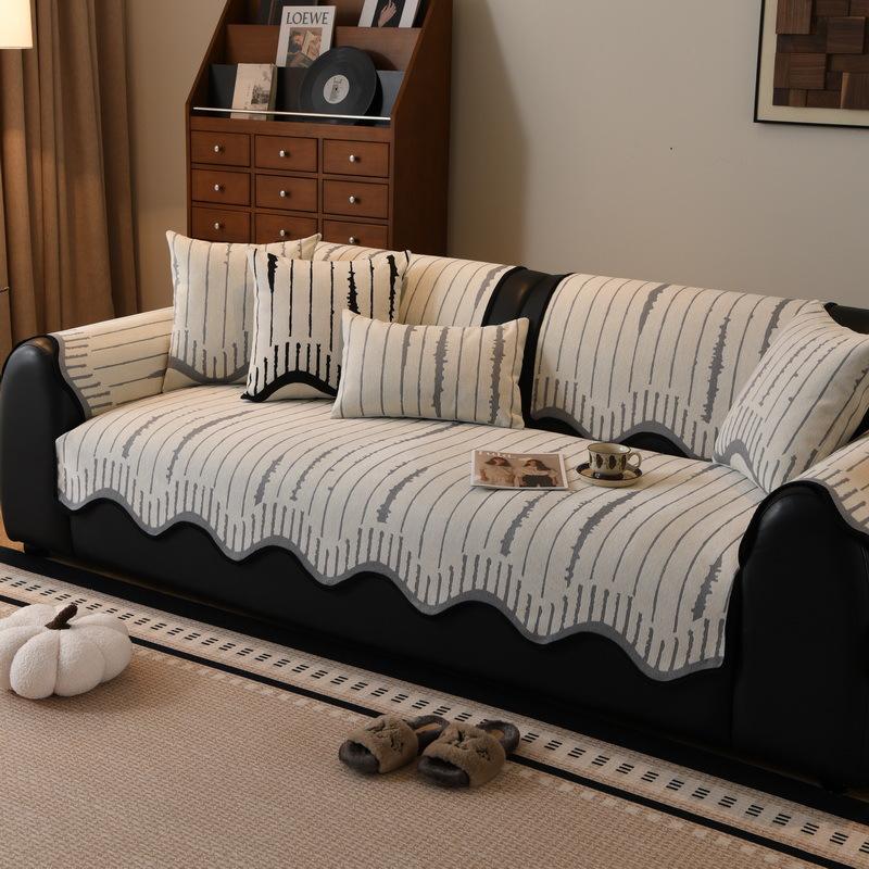 

Universal For All Seasons New Fashion Light Retro Chenille Wave Special-Shaped Straight Row Of Non-Slip Sofa Cushion 70*70cm