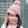 Winter Warm Wool Hat Women's Hat Scarf Two-piece Knitted Hat Fleece Thickened Ear Protector Moisture Versatile Windproof