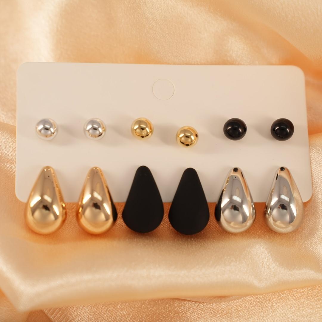 

Набор из 12 пар элегантных милых серег-капель, швензы из нержавеющей стали, пластиковые шарики, для женщин, для повседневной носки, подарок