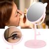 Modischer Süßer Desktop-Schminkspiegel Haushalt Drehbarer Kosmetikspiegel mit Ablage Katzenohr Rosa