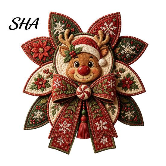 Patchwork-Projekte für Anfänger Weihnachtsquilt Schleife DIY Nähset, 3D Handgefertigtes Dekoratives Ornament, Vorgeschnittene Handgenähte Ornamente Stoff Und