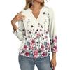 Women's 3/4 Sleeve Top Neck Hem V,Neck Summer Casual ,Shirt Vintage Printed Top