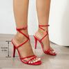 Fashion 2025 Summer New Products Women's Shoes Texture Effect Pointed Toe Stiletto Sandals