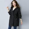 Hooded Zipper Windbreaker Women's Spring and Autumn Fat Mm Large Size Slimming Top Women's Mid-length Jacket