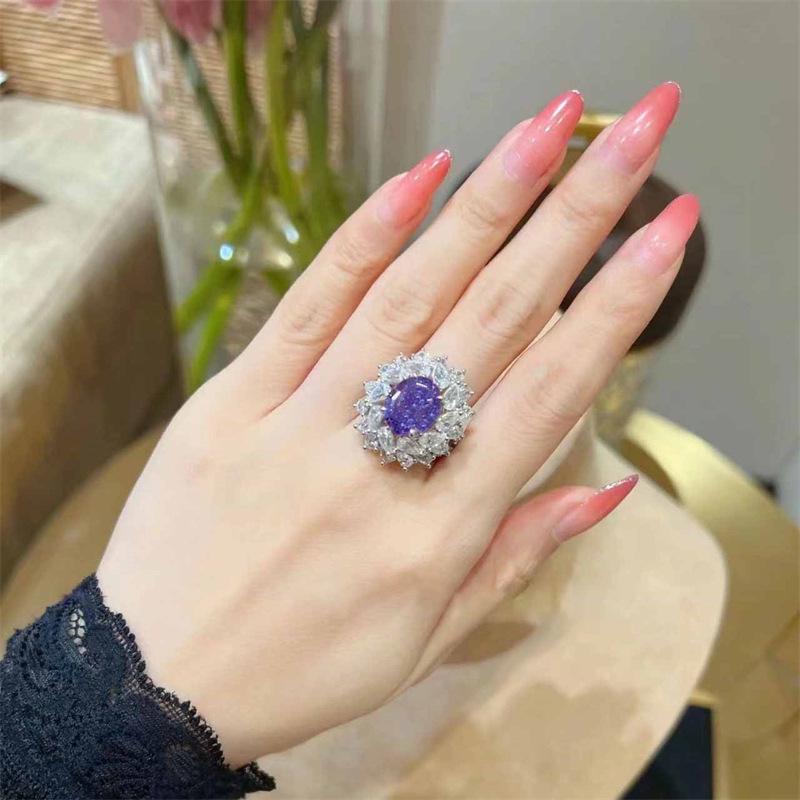 Luxury Purple Gem Jewelry Set: Earrings, Necklace & Ring for Women