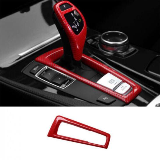 For BMW X3 F25 X4 2011-17 Red Carbon Fiber Middle Console Gear Shift Frame Trim