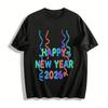Happy New Year 2026 Knit Style Print Casual Daily Top Pure Cotton T-shirt