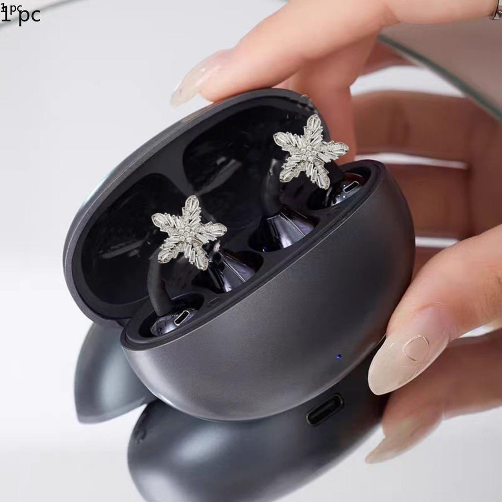 Fivela de Diamante para Fone de Ouvido FreeClip, Decoração de Clipe de Orelha para Fone de Ouvido, Acessórios de Floco de Neve, Brincos Femininos de Luxo Leve e Alto Nível, Acessórios de Orelha