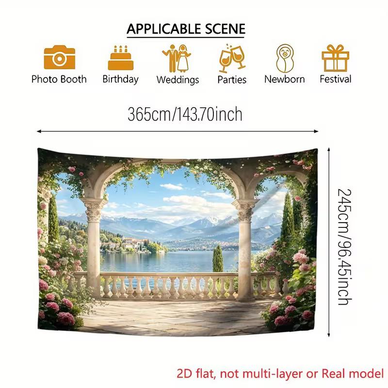 2D Floral Arch Balcony Backdrop Outdoor Wedding Photography Decor
