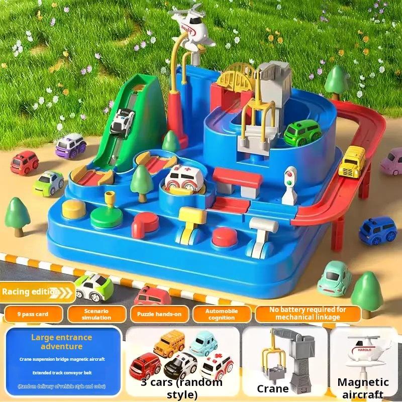 Car Adventure Little Train Track Parking Lot Inertial Sliding Children's Educational Toys For Kids'  Birthday Gifts