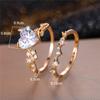 Female Crystal White Zircon Stone Heart Engagement Ring Set Luxury Gold Color Wedding Jewelry For Women