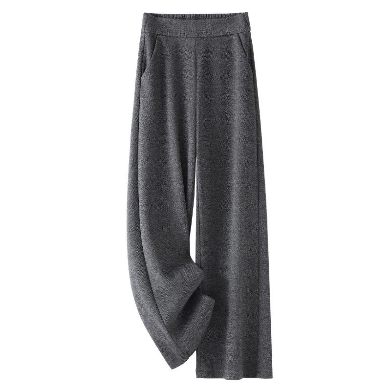 

2024 Women’s Gray Woolen Wide-Leg Pants - Autumn/Winter Style 2XL серый