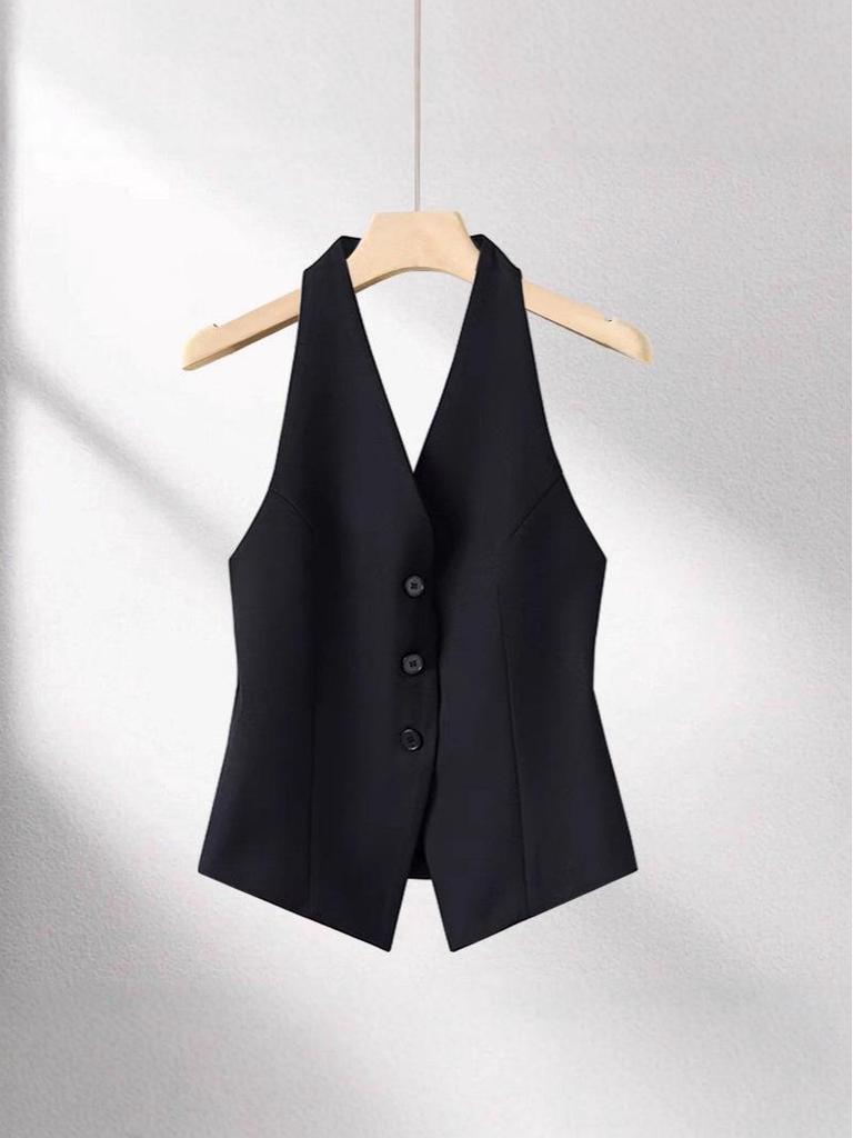 Damski kardigan bez rękawów z dekoltem halter - Nowość na wiosnę 2025