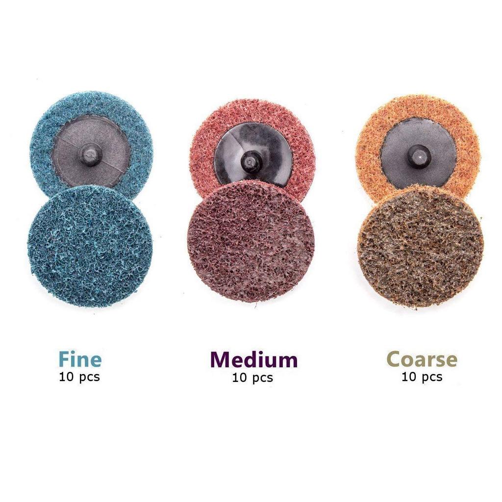 3 inch Roloc Quick Change Sanding Disc Roll Lock Sanding Disc Fine Medium Coarse 30 Pack