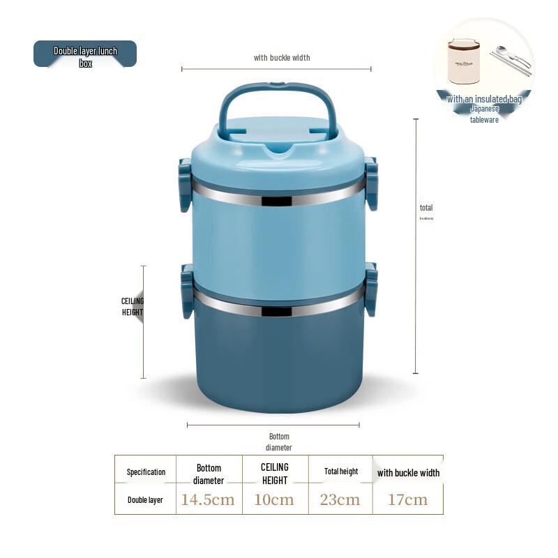 RuHan Double-Layer Insulated Round Lunch Box