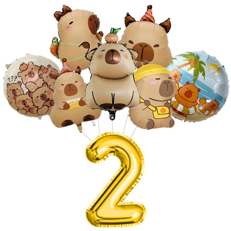 New Capybara Birthday Decoration Capybara Tableware Party Balloons Cups Plate Kit Banner Backdrop Cartoon Deco Supplies Set