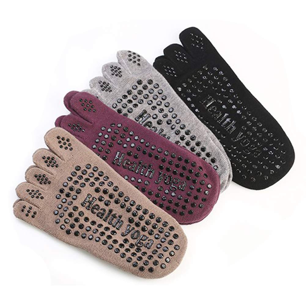 Yoga Socks with Socks for Sports and Sizes Set of 4 Win.Deeper Women's Five-Toe Non-Slip Outdoors, 22-25cm, (Set A)